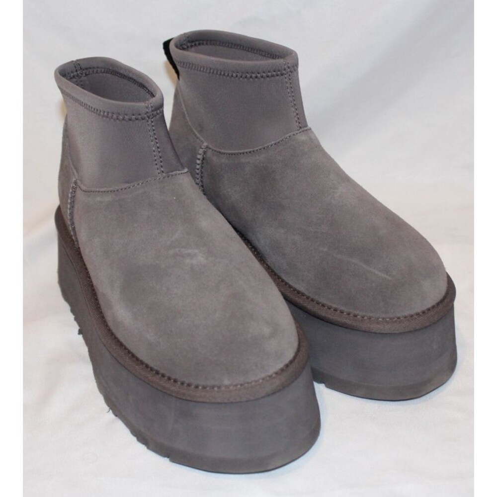UGG CLASSIC MINI DIPPER PLATFORM SHEARLING LINED BOOTS US 7 WOMEN THUNDER GRAY‎ - Picture 2 of 6
